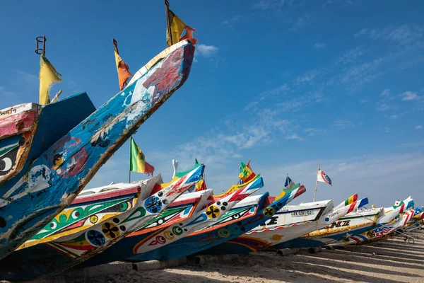 Barco Pesca Madeira Pintado Tradicional Djiffer Senegal África Ocidental — Fotografia de Stock