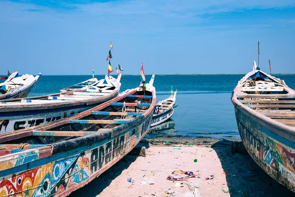 Традиционная Деревянная Рыбацкая Лодка Джиффере Сенегал Западная Африка — стоковое фото