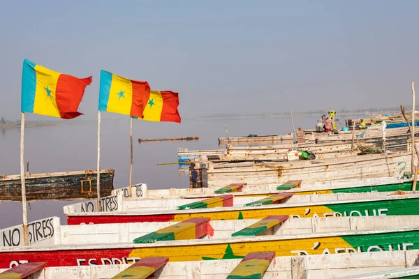 Lac Rose Senegal November 2019 Båtar Vid Lac Rose Eller — Stockfoto