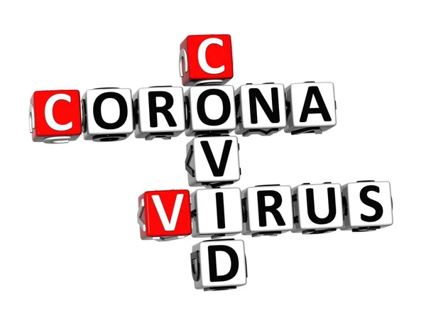 Coronavirus Covid Rood Witte Kruiswoordpuzzel Witte Achtergrond — Stockfoto