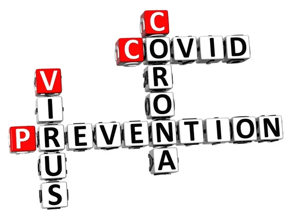 Preventie Coronavirus Covid Rood Witte Kruiswoordpuzzel Witte Achtergrond Corona Virus — Stockfoto