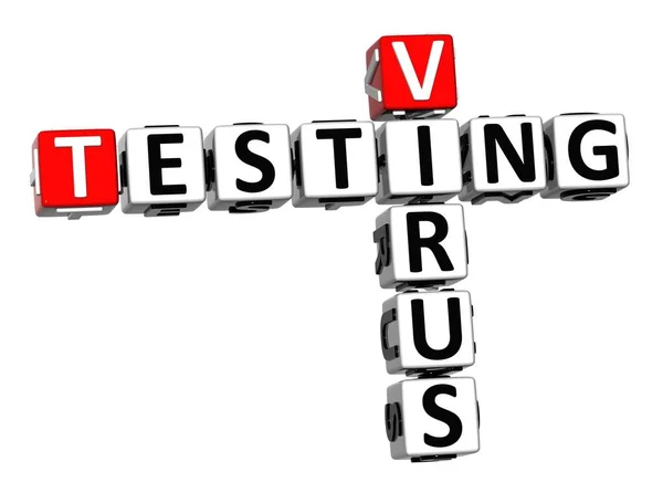コロナウイルスCovid 19の試験 白い背景に3D赤白のクロスワードパズル コロナウイルス Creative Words — ストック写真