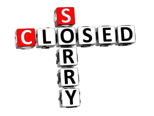 Sorry Closed Coronavirus Covid Red White Crossword Puzzle White Background — Stock Photo, Image