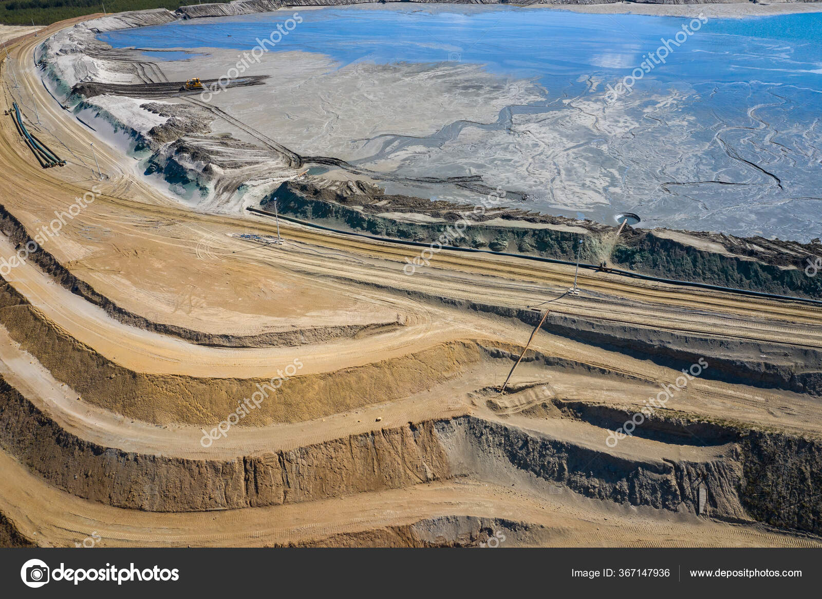 Vista Aérea Terrazas Industriales Mina Mineral Cielo Abierto