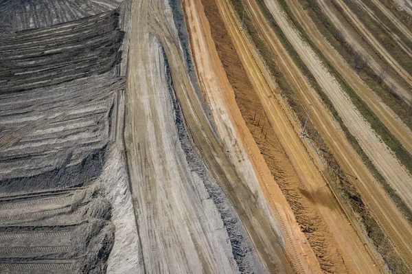 Pemandangan Udara Mineral Industri Tambang Lubang Terbuka Penambangan Terbuka Pandangan — Stok Foto