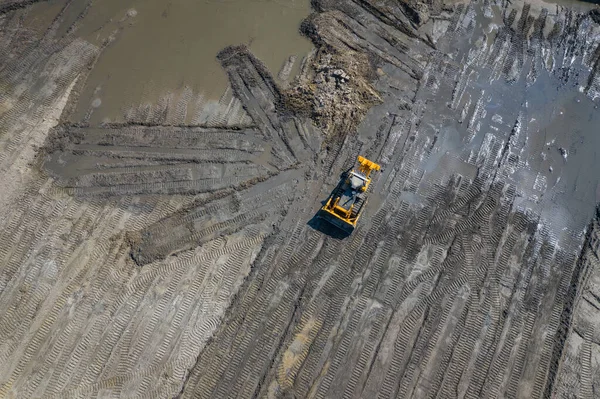 Vista Aérea Mina Céu Aberto Mineral Industrial Pedreira Mineração Opencast — Fotografia de Stock