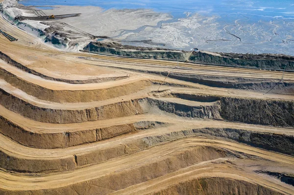 Vista Aérea Terrazas Industriales Mina Mineral Cielo Abierto Minería Cielo — Foto de Stock