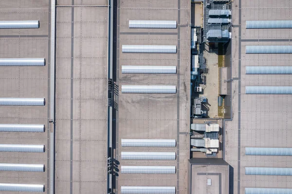 Industrieel Luchtfoto Van Groot Dak Van Fabriek Drone Schot Van — Stockfoto