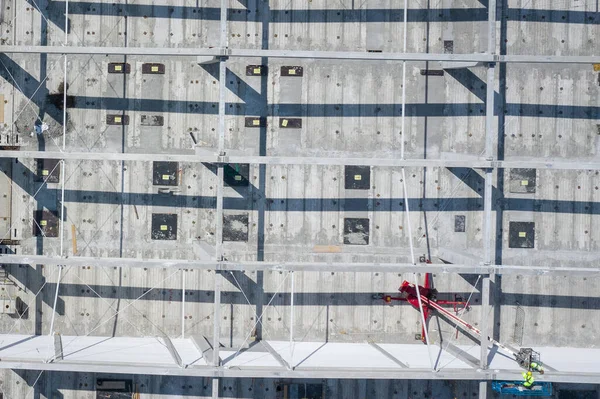 Lugar Construcción Desde Arriba Vista Superior Fábrica Construcción Con Maquinaria —  Fotos de Stock