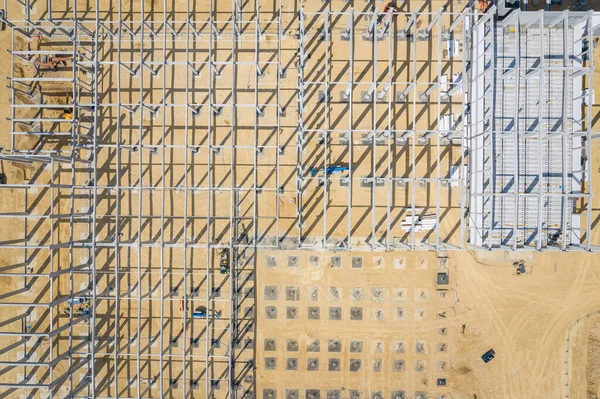 Baustelle Von Oben Draufsicht Auf Eine Bau Befindliche Fabrik Mit — Stockfoto