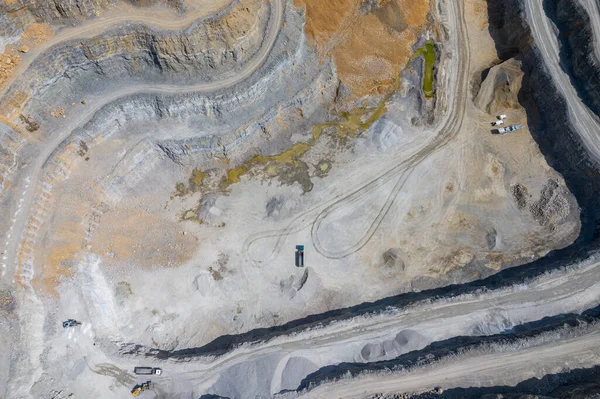 Mineração Cima Terraços Industriais Mina Mineral Céu Aberto Vista Aérea — Fotografia de Stock