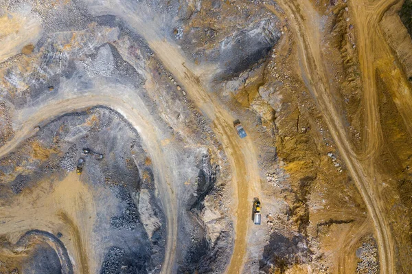 Bergbau Von Oben Industrieterrassen Tagebau Luftaufnahme Des Tagebaus Ausgrabungen Dolomitenbergwerk — Stockfoto