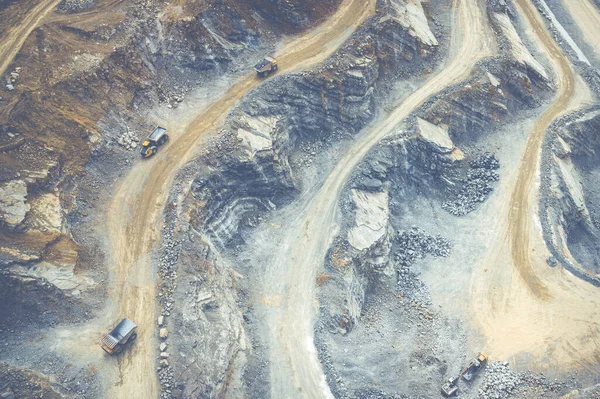 Mineração Cima Terraços Industriais Mina Mineral Céu Aberto Vista Aérea — Fotografia de Stock