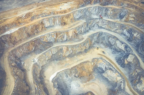 Minería Desde Arriba Terrazas Industriales Mina Mineral Cielo Abierto Vista — Foto de Stock