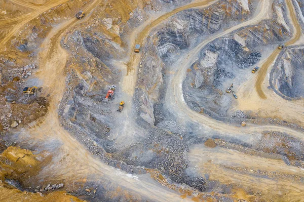 Mineração Cima Terraços Industriais Mina Mineral Céu Aberto Vista Aérea — Fotografia de Stock