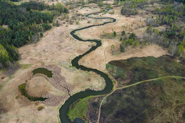 Letecký Pohled Řeku Wartu Mnoha Meandry Oblast Jura Czestochowy Slezské — Stock fotografie