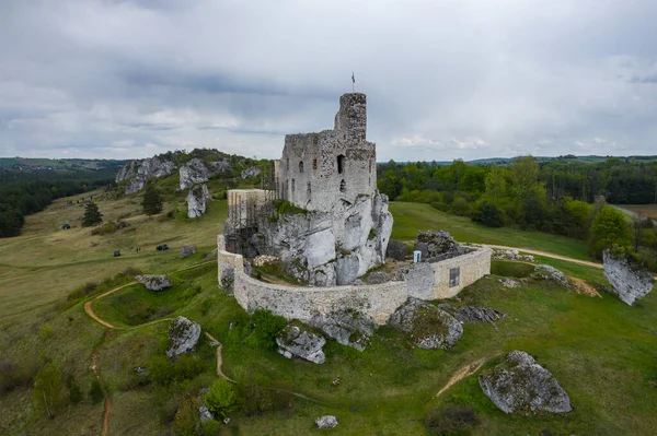 Aerial View Mirow Castle Eagles Nests Trail Medieval Fortress Jura — Stock Photo, Image