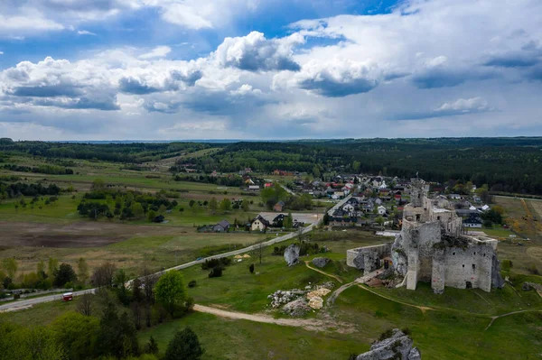 Aerial View Mirow Castle Eagles Nests Trail Medieval Fortress Jura — Stock Photo, Image