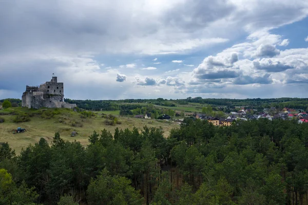 Flygfoto Över Mirow Castle Örnnästet Spår Medeltida Fästning Jura Regionen — Stockfoto