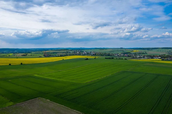 Vista Aérea Del Campo Agricultura Verde Región Del Jura Voivodato — Foto de Stock