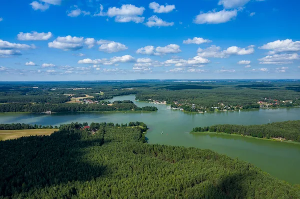 Vista Aérea Wdzydze Landscape Park Parque Paisagístico Kashubian Kaszuby Wdzydze — Fotografia de Stock