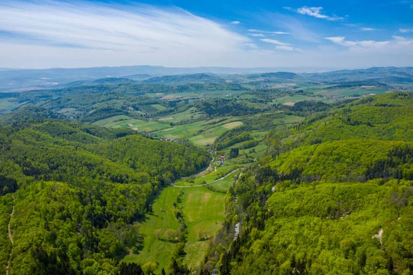 Luftaufnahme Des Eulengebirges Polen Niederschlesien — Stockfoto