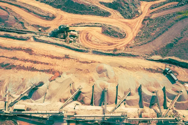 Εξόρυξη Από Ψηλά Βιομηχανικό Ανοιχτό Ορυχείο Ορυκτών Αεροφωτογραφία Της Εξόρυξης — Φωτογραφία Αρχείου