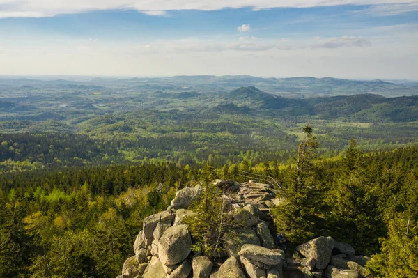 Rudawy Janowickie Landschaftspark Luftaufnahme Bergkette Den Sudeten Polen Mit Grünen — Stockfoto