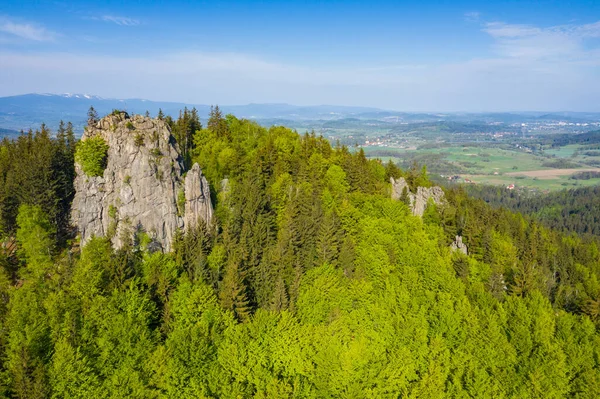 Vue Aérienne Parc Paysage Rudawy Janowickie Rochers Sokoliki Zone Escalade — Photo