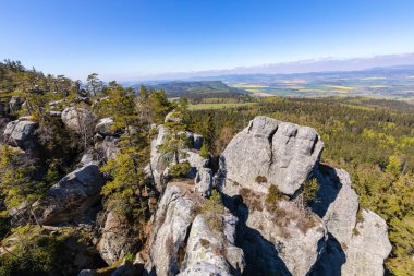 Stolowe Dağları Ulusal Parkı. Kudowa-Zdroj yakınlarındaki Szczeliniec Wielki, Aşağı Silezya, Polonya.