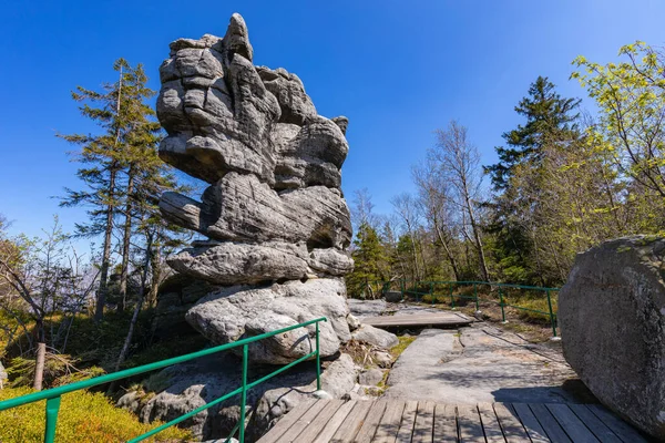 Stolowe Dağları Ulusal Parkı Szczeliniec Wielki Deki Kaya Oluşumları Kudowa — Stok fotoğraf