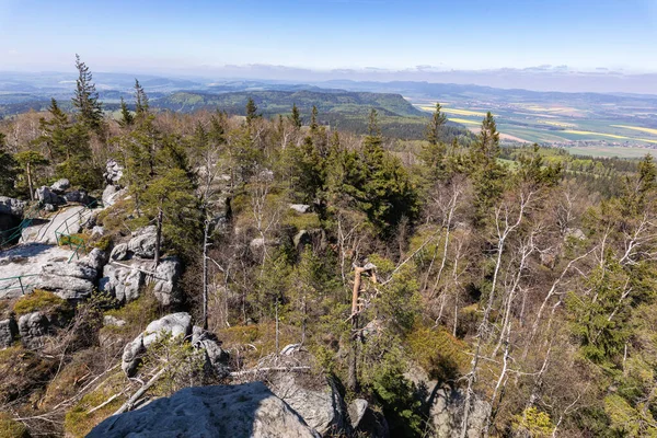 Parc National Des Monts Stolowe Vue Szczeliniec Wielki Près Kudowa — Photo