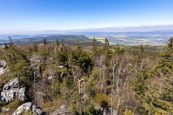 Stolowe Dağları Ulusal Parkı Kudowa Zdroj Yakınlarındaki Szczeliniec Wielki Aşağı — Stok fotoğraf