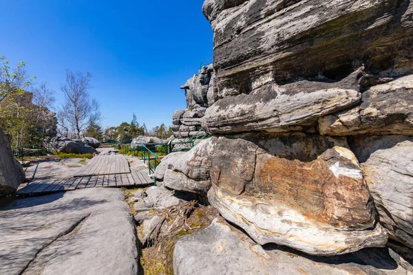 Parc National Des Monts Stolowe Formations Rocheuses Szczeliniec Wielki Sentier — Photo