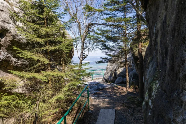 Parc National Des Monts Stolowe Formations Rocheuses Szczeliniec Wielki Sentier — Photo