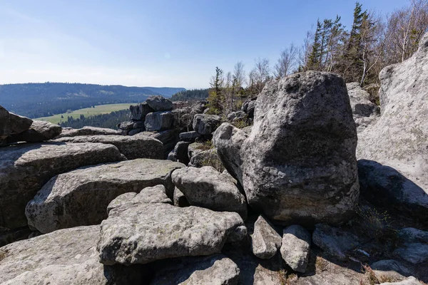 Parc National Des Monts Stolowe Chemin Dans Roche Labyrinthe Sentier — Photo