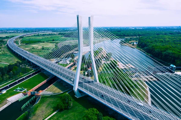 Aerial View Most Redzinski Bridge Oder River Wroclaw Poland — Stock Photo, Image