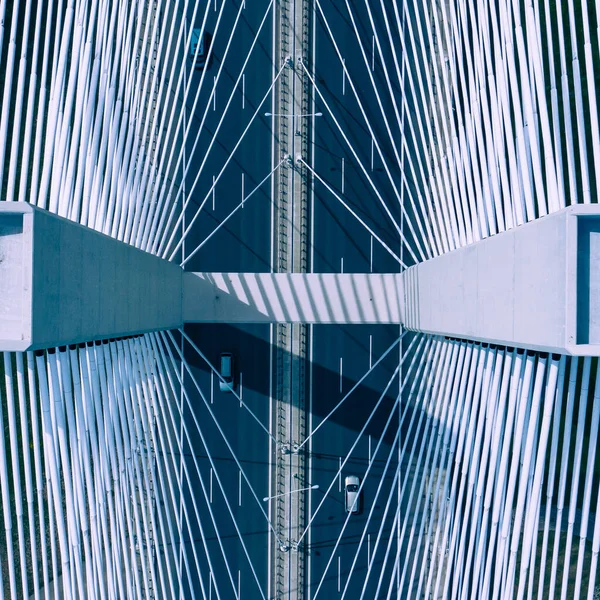 Vista Aérea Del Puente Más Redzinski Sobre Río Oder Wroclaw —  Fotos de Stock