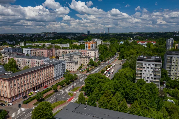 Sosnowiec Dabrowa盆地 Sosnowiec市中心的空中景观 — 图库照片