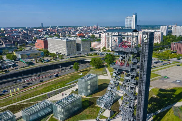Katowice Poland May 2020 Aerial Photo Modern City Center Katowice — Stock Photo, Image