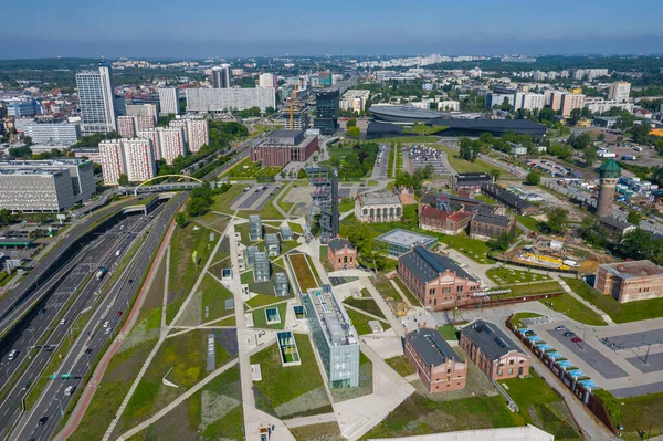 Katowice Poland May 2020 Aerial Photo Spodek Arena Complex Modern — 스톡 사진