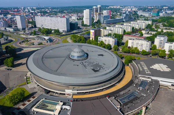 Katowice Πολωνία Μαΐου 2020 Αεροφωτογραφία Του Συγκροτήματος Spodek Arena Και — Φωτογραφία Αρχείου