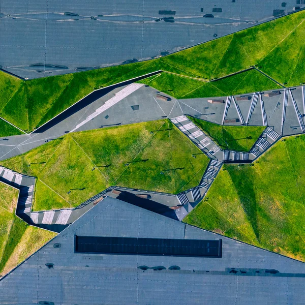 Κατοβίτσε Πόλη Κέντρο Αρχιτεκτονική Αεροφωτογραφία Του Πράσινου Βεράντες Γρασίδι Άνω — Φωτογραφία Αρχείου
