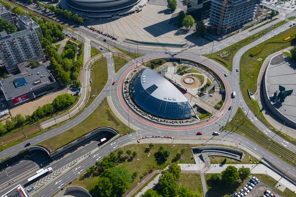 Katowice Top Aerial View Roundabout General Jerzy Zietek Katowice Poland — Stock Photo, Image
