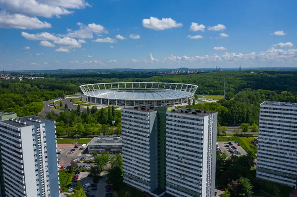 Luchtfoto Van Het Voetbalstadion Chorzow City Polen Foto Gemaakt Door — Stockfoto