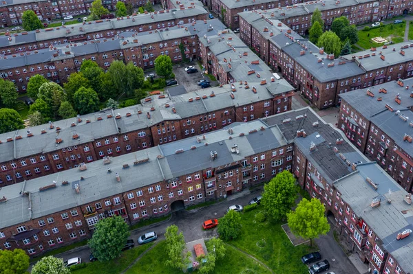 Flygfoto Över Nikiszowiec Historiskt Distrikt Katowice Oberschlesien Polen — Stockfoto