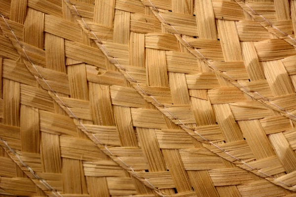 Sombrero Tejido Bambú Primer Plano Textura Fondo — Foto de Stock