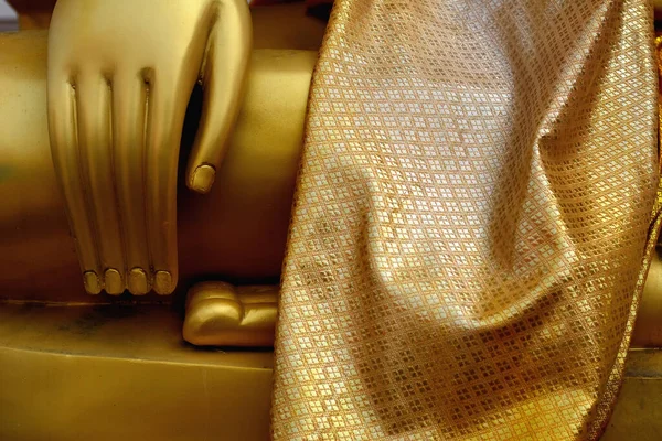 Closeup Detail Golden Buddha Statue Selective Focus — Stock Photo, Image