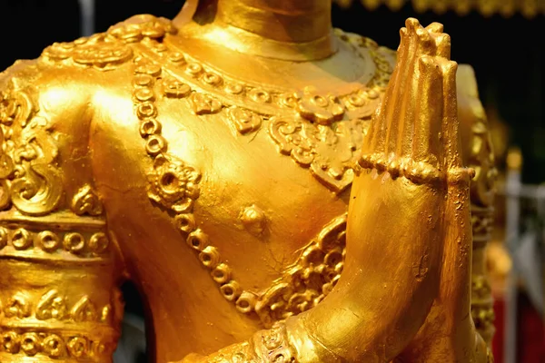 Detalle Primer Plano Estatua Buda Dorada Enfoque Selectivo — Foto de Stock