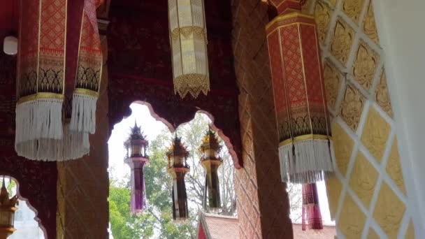 Lamphun Thailand Mar 2020 Antique Lanna Style Lanterns Displayed Phra — Stok video